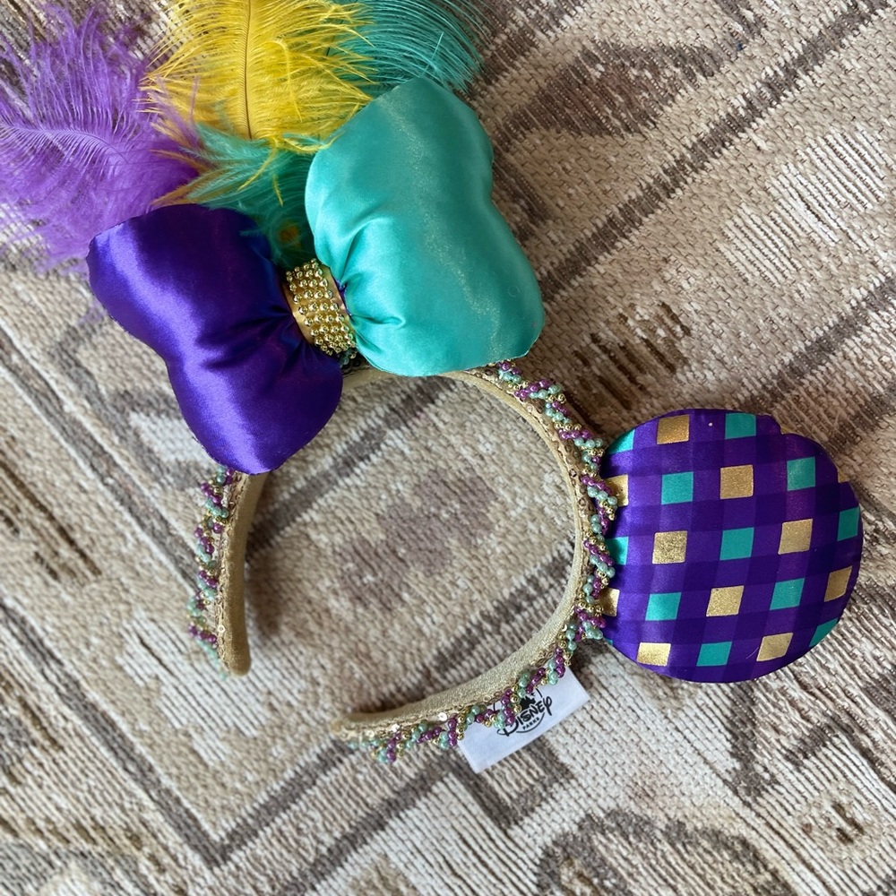 Disney Parks Minnie Mouse Mardi Gras Ears Headband New - Picture 5 of 7
